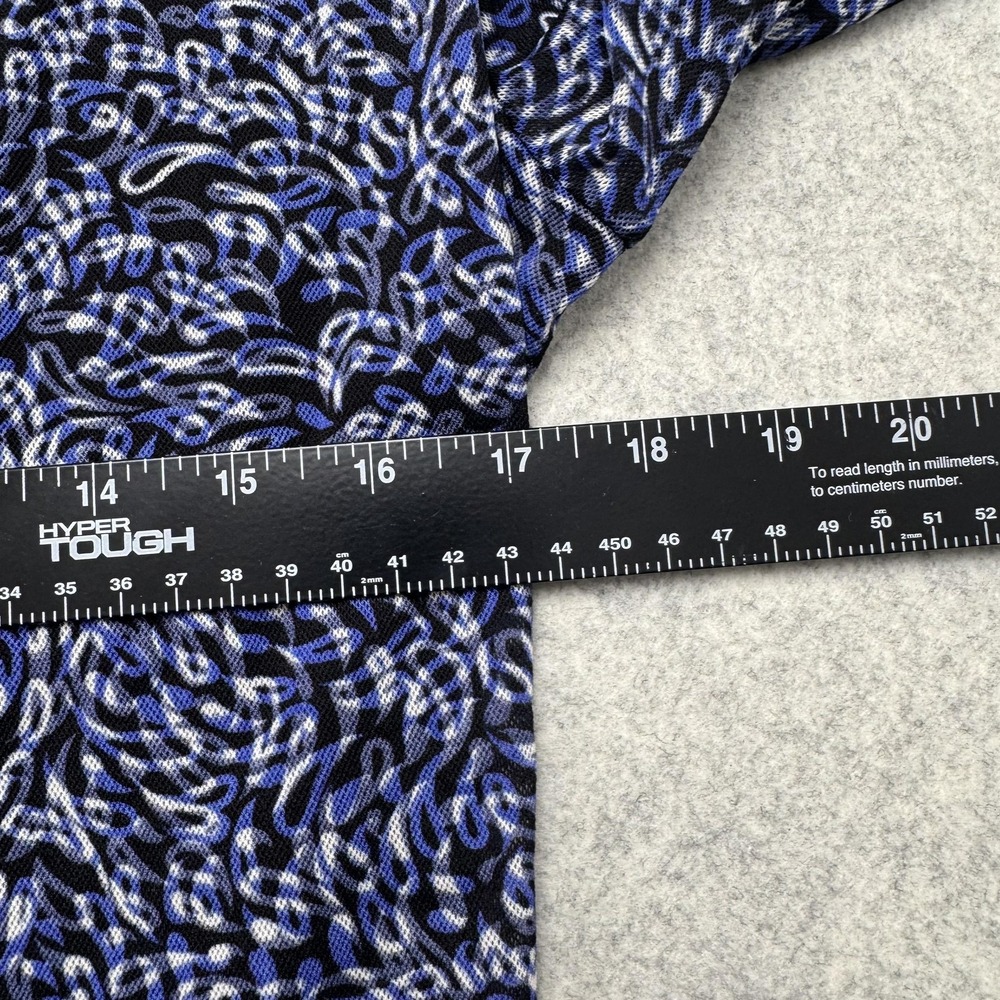 Worthington Blouse Womens XL Blue Geometric Bell 3/4 Sleeve V Neck Top - Picture 8 of 10